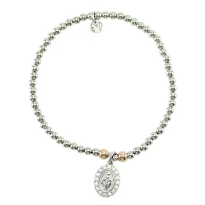 Bracciale Elastico I Giampini Argento 925 Pendente Madonna Miracolosa e Zirconi - Immagine 1 di 2
