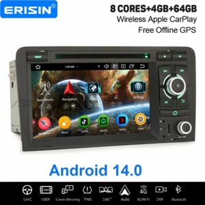 4+64GB Android 14 CarPlay DAB+ Autoradio Navi für AUDI A3 S3 RS3 WiFi DVD 8 Kern - Bild 1 von 24