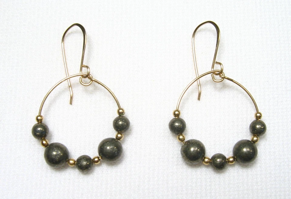 Pendientes de aro de pirita de hierro de oro Lyn's Jewelry Foto 1 de 1