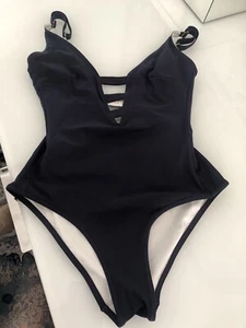 Heidi Klein Two In One Piece Reversible Navy White Swimsuit Size XS New - Picture 1 of 7
