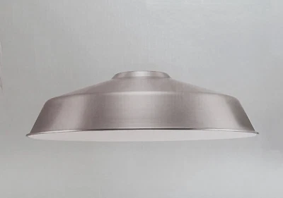 NIB Brushed Nickel Mini Pendant Shade w/White Interior 12" Dia x 3.5 high - Image 1 of 4