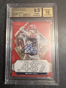 2022 TOPPS LUMINARIES MIKE TROUT HIT KINGS Auto-red /10 BGS 9.5 POP 1 On Card