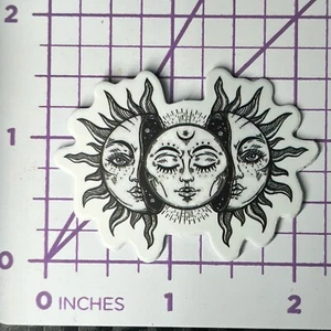 Wanderlust Celestial Moon Sun B + W - Vinyl Sticker Decal Sticker Bomb Pen & Ink - Picture 1 of 4