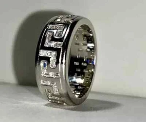 2.23Ct Baguette Lab Created Diamond 14K White Gold Plated Silver Men's Band Ring - Picture 1 of 5