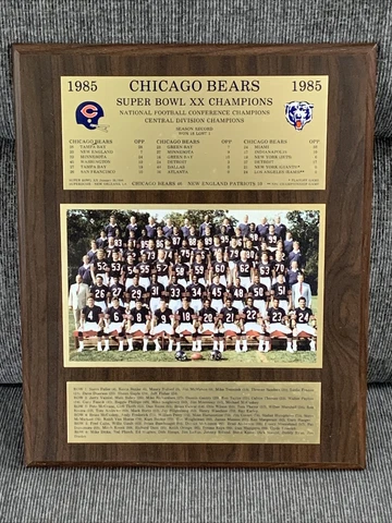 VTG 1985 NFL Chicago Bears Super Bowl XX Championship Team Plaque Cover