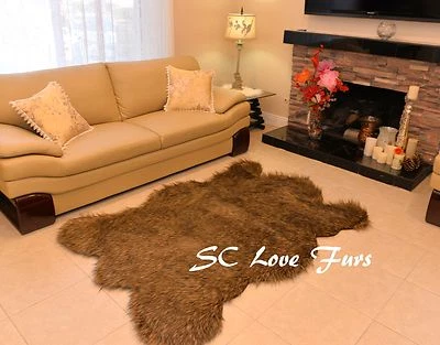 3' x 5' Bear Grizzly Bearskin Faux Fur Rustic Accent Area Rugs  - Image 1 of 4