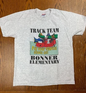 VTG 90s Bonner Elementary School Shirt Kid's Sz L East Texas Tyler TX Track Team - Picture 1 of 8