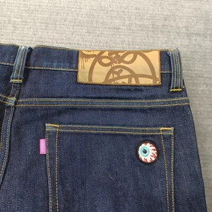 Mishka NYC MNWKA Jeans Herren 36x34 blau Denim Button Fly bestickt Augapfel - Bild 1 von 14