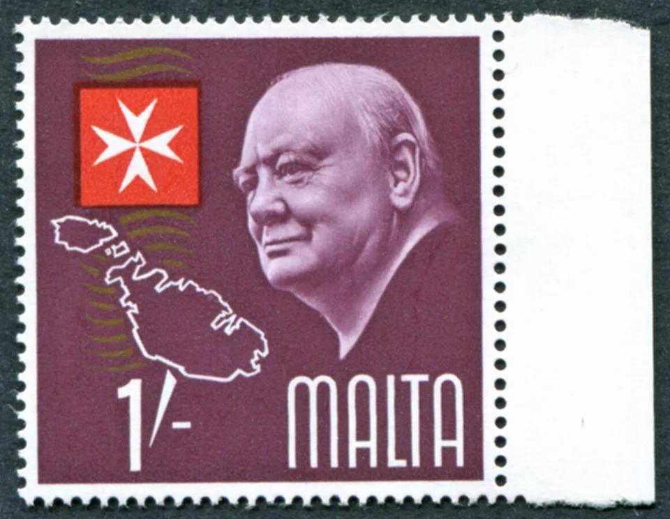 MALTA 1965 1s maroon, red and gold SG364 mint MH FG Churchill Commemoration #A03 - Image 1 of 1