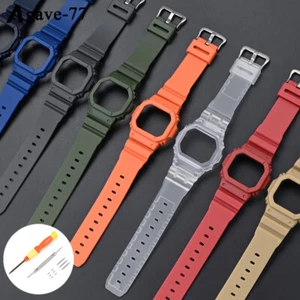 Bracelet caoutchouc + housse de boîtier de montre pour bracelet de montre Casio DW-5600 DW-5610 remplacement - Photo 1 sur 33