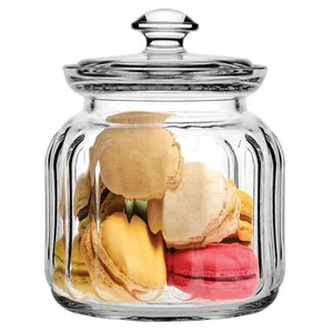 Clear Glass Candy Jar Lidded Sweets Container Sugar Bowl Cookie Serving Dish - Picture 1 of 2