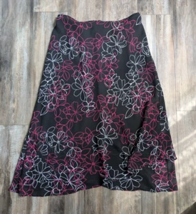 CATO Maxi Gonna Donna Taglie Forti 14/16 Nero e Rosa Floreale Tulipano Strati Livello - Foto 1 di 6