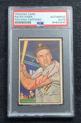 Rare 1952 RALPH KINER Signed Bowman Card-HOF-PITTSBURGH PIRATES-PSA - Image 1 of 4