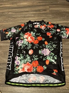 NWT aogda cycling jersey Women’s XXL Black And Floral #CC - Picture 1 of 3