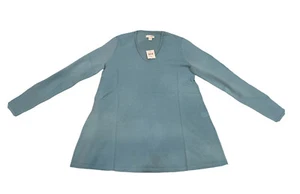 J. Jill 100% Merino Wool Avery V-neck Swing Pullover Size XS Enamel Blue NWT - Picture 1 of 4