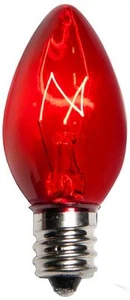 Box of 25 C7 Red Triple Dipped Transparent Christmas Bulbs 5 Watt - Picture 1 of 1