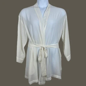 Victoria's Secret leichter Damenmantel Einheitsgröße transparent creme elfenbeinfarben mit Gürtel - Bild 1 von 5