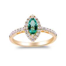 Gin and Grace Camila 14K Yellow Gold Marquise-Cut Emerald Ring 0.48tcw 7