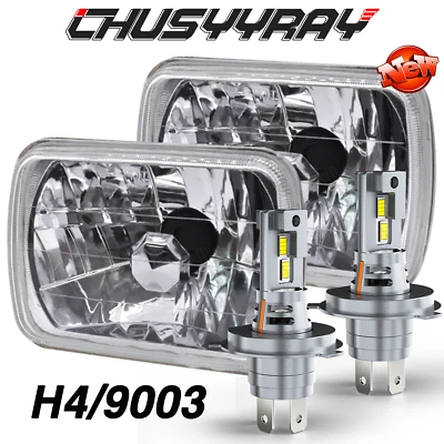 Pair 7x6" 5X7 inch LED Headlights Hi-Lo DRL halo For GMC Safari 1998-2002 C2500 - Image 1 of 4