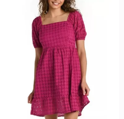 Vestido La Blanca Cubre Ojales Magenta Mangas Abullonadas Talla GRANDE Nuevo Con Etiquetas Foto 1 de 3