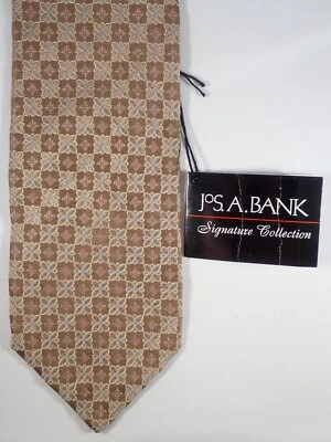 JOS A BANK TONOS DE MARRÓN GEOMÉTRICO TEXTURIZADO 100% SEDA CORBATA CUELLO Foto 1 de 4