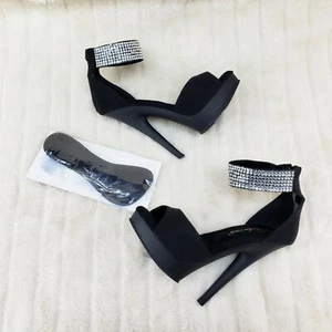 Sultry 625 Negro Imitación Gamuza 6" Tacones Altos Plataforma Sandalia Zapatos NY  - Imagen 1 de 11