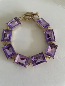 Plus Size Amethyst Crystal   Bracelet  9 inches NWT Handmade by Sheoma - Picture 1 of 12