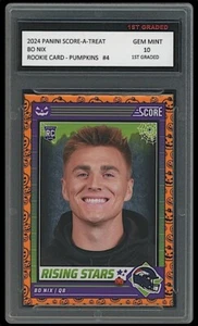 Tarjeta de novato Bo Nix 2024 Panini Score-A-Treat Pumpkins primer grado 10 #4 Broncos - Imagen 1 de 1