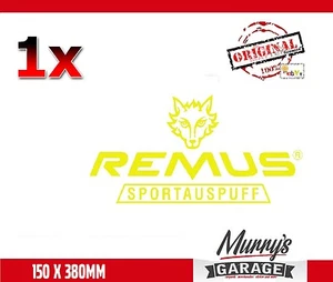 Remus Sportauspuff Exhaust Aufkleber, Sticker, Autocollant, 150x380mm Gelb - Picture 1 of 2