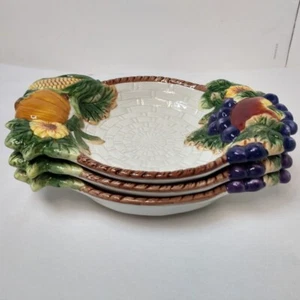 Fruits & Vegtables Majolica Snack Bowls Plates 9" x 6 " Ceramic - Picture 1 of 10