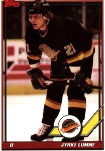 Tarjeta de hockey sobre hielo Jyrki Lumme D Canucks Topps n.º 419 1991 - Imagen 1 de 2