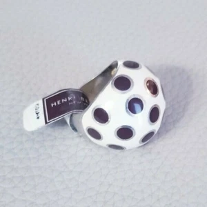 HENRI BENDEL COCKTAIL JUMBO RING HOT FOR DOTS RING BROWN & WHITE SIZE 7 NWT - Picture 1 of 3