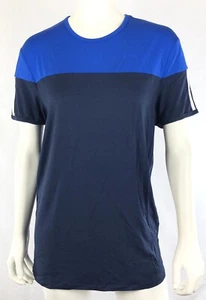 Women's Top Size L Athletic Workout Striped Sleeves Stretch Two Tone Blue - Picture 1 of 8
