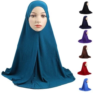 Muslim Full Cover Instant Hijab Headscarf Women Large Khimar Turban Scarf Shawl - Foto 1 di 29