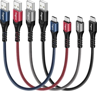 Short USB C Cables 4Pack 0.3M 1Ft USB a to Type C 2.0 Cable Fast Charging - Image 1 of 4