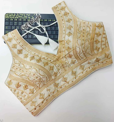 Blusa sari cosida india lista para usar fentam seda secuencia bordado trabajo F.S Foto 1 de 3