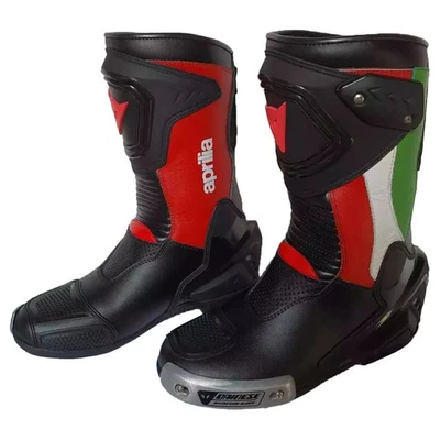APRILIA Motociclista Carreras Cuero de Vaca Botas Moto Cuero Botas Foto 1 de 3