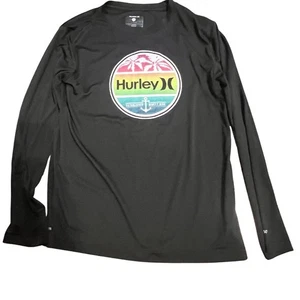Hurley Youth Boys UPF 50+ H2O‑Dri‑Fit Rash Guard Swim Top Size 14 Black - Picture 1 of 5