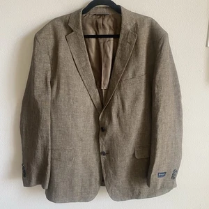 Brooks Brothers Blazer Mens Size 48R 100% Linen Brown Regent Fit Sports Coat - Picture 1 of 18