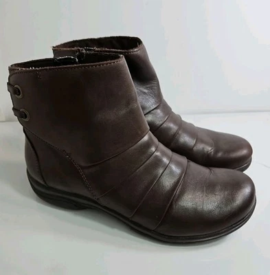 Clarks Collection Botas Tobillos Cuero Marrón Choco Oscuro Cierre Cremallera Plana 7M Foto 1 de 4