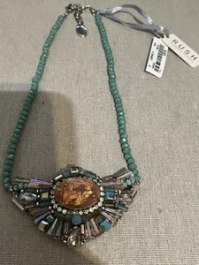 NEU MIT ETIKETT "RUSH BY DENIS & CHARLES" TÜRKIS GLAS UND KRISTALL GLITZER HALSKETTE - Bild 1 von 8