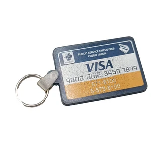 Vintage VISA Public Service Employees Credit Union Minibank Keychain Fob Promo - Picture 1 of 6