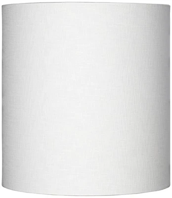 White Tall Linen Medium Drum Shade 14" Wide x 15" High (Spider) Replacement - Image 1 of 4