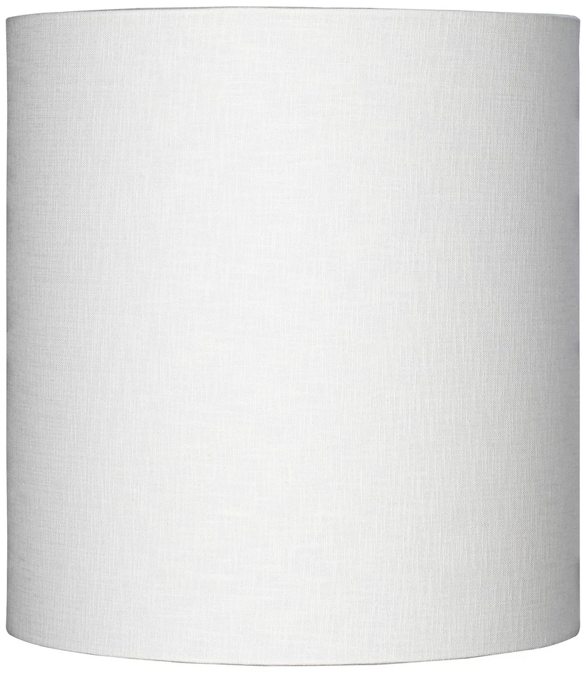 White Tall Linen Medium Drum Shade 14" Wide x 15" High (Spider) Replacement - Image 1 of 4