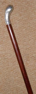 Bastón eduardiano de madera de serpiente/mango de bastón con sello 1913 plata H. Howell - Imagen 1 de 8