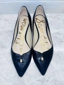 Sam Edelman schwarze spitz zulaufende Rosalie flache Damenschuhe aus schwarzem Leder Größe 7,5 - Bild 1 von 8