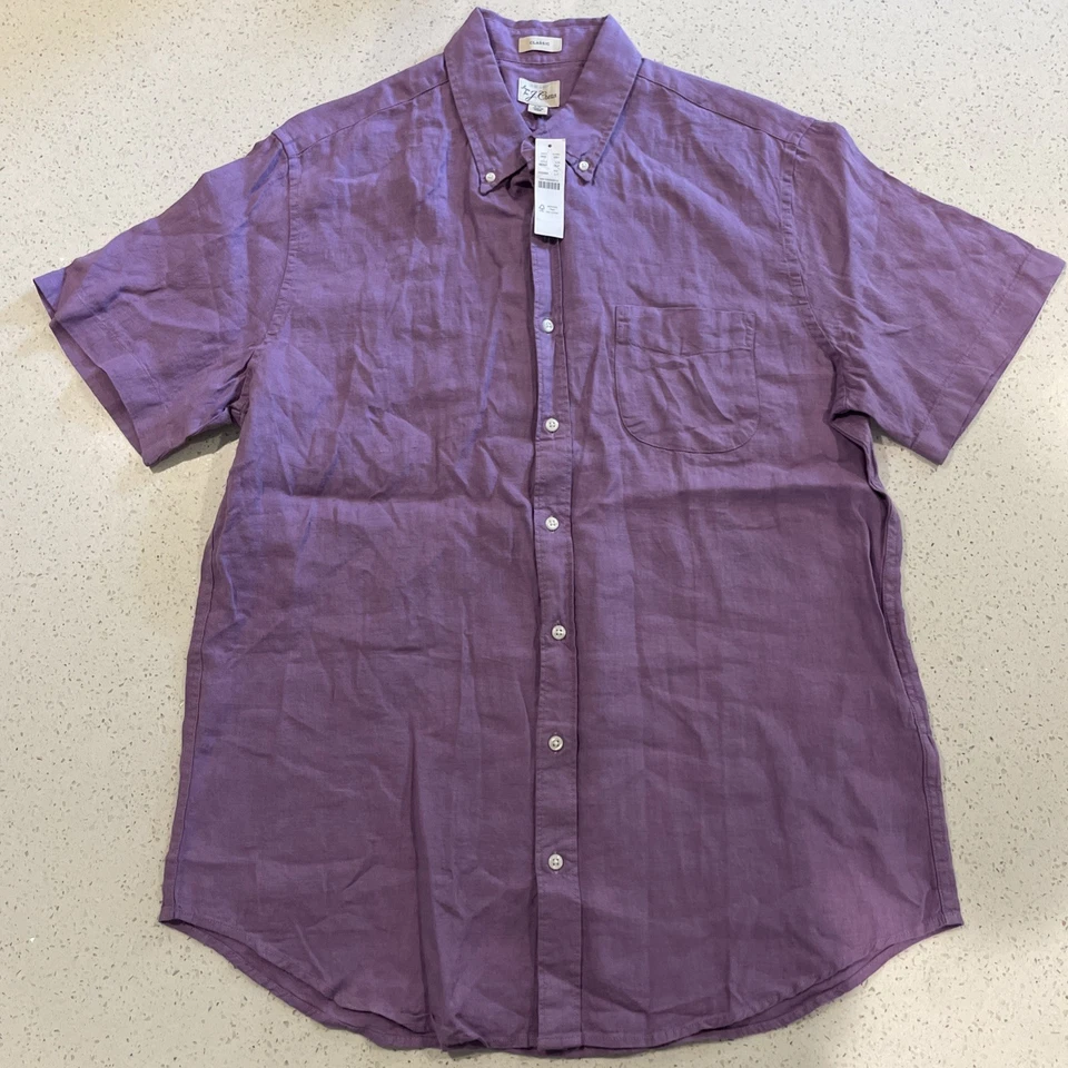 J. CREW BAIRD MCNUTT IRISH LINEN S/S SHIRT IN Purple SIZE LT Tall NWT - Image 1 of 4