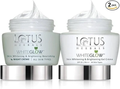 Crema Gel Lotus Herbals Whiteglow 40g, Crema de Noche Nutritiva 40g, Juego de 2 Foto 1 de 4