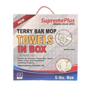 White Terry Bar Mop Towels - (100% Cotton) Ultra-Absorbent Cleaning Rags, Per... - Picture 1 of 8