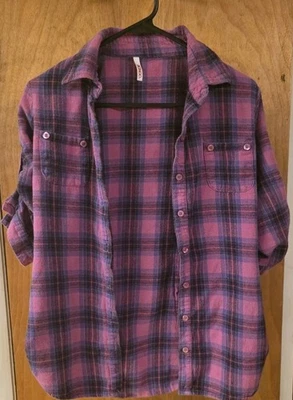 Camisa a Cuadros BONGO Rosa/Púrpura Junior, Manga Ajustable, Abotonada, Talla L Foto 1 de 3